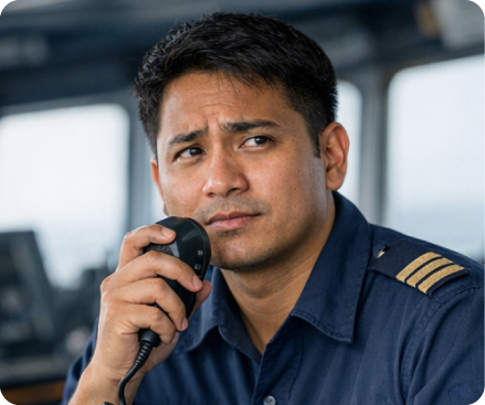 無線機を持つ船員